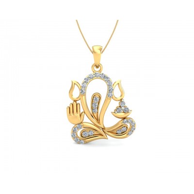 Ganesh Diamond Pendant in 14k gold
